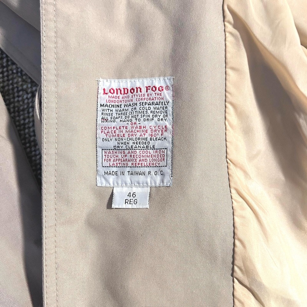 Men's Vintage London Fog Trench/Rain Coat Tan With Belt 46R - Picture 3 of 5